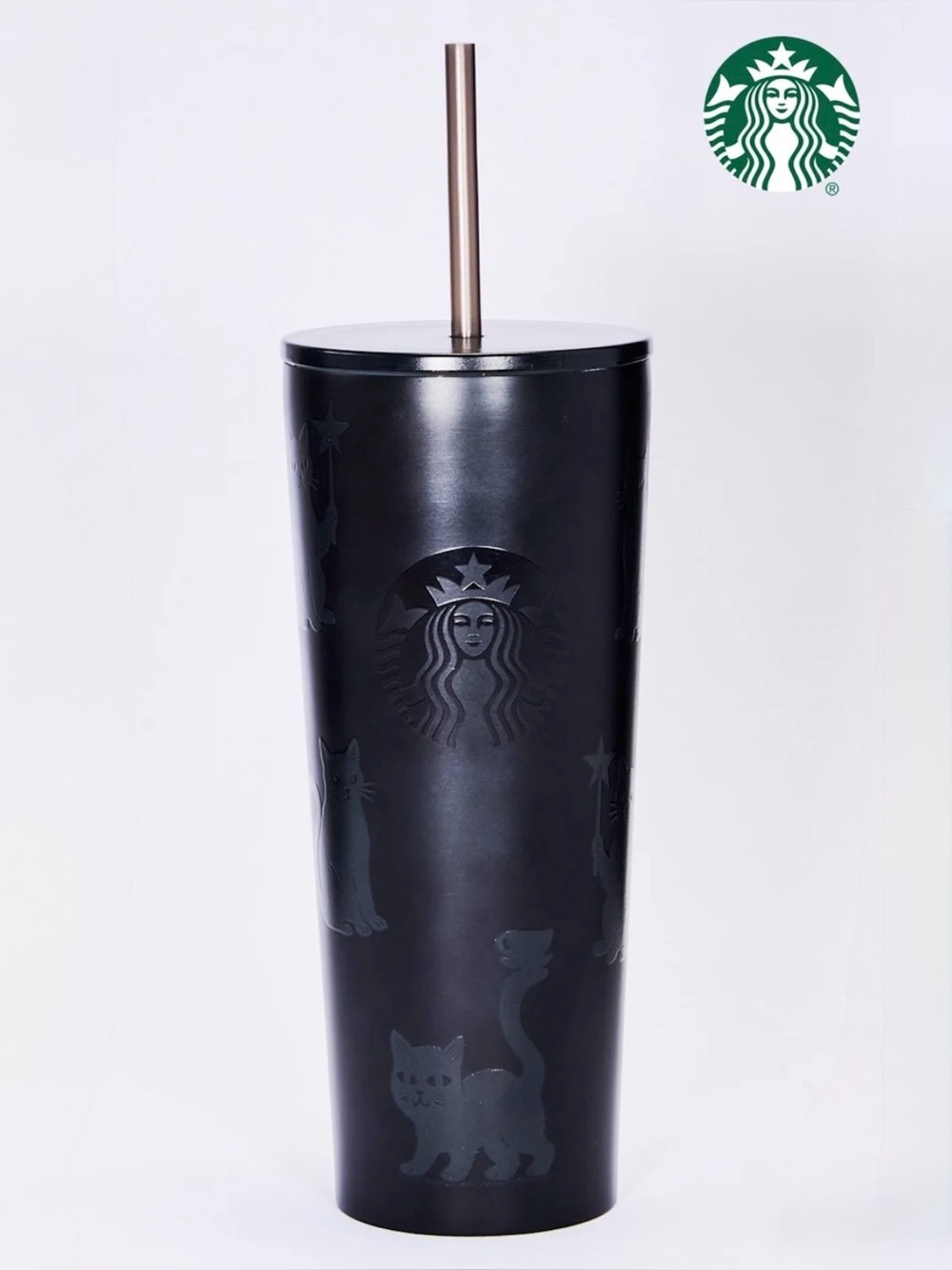Starbucks Black Cat GID Cold Cup Tumbler NWT
